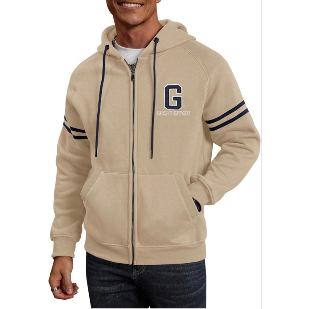 NEW Men's Sports Jacket Thermal Fleece-Lined Midweight Casual Zip Up Hoodies 2X